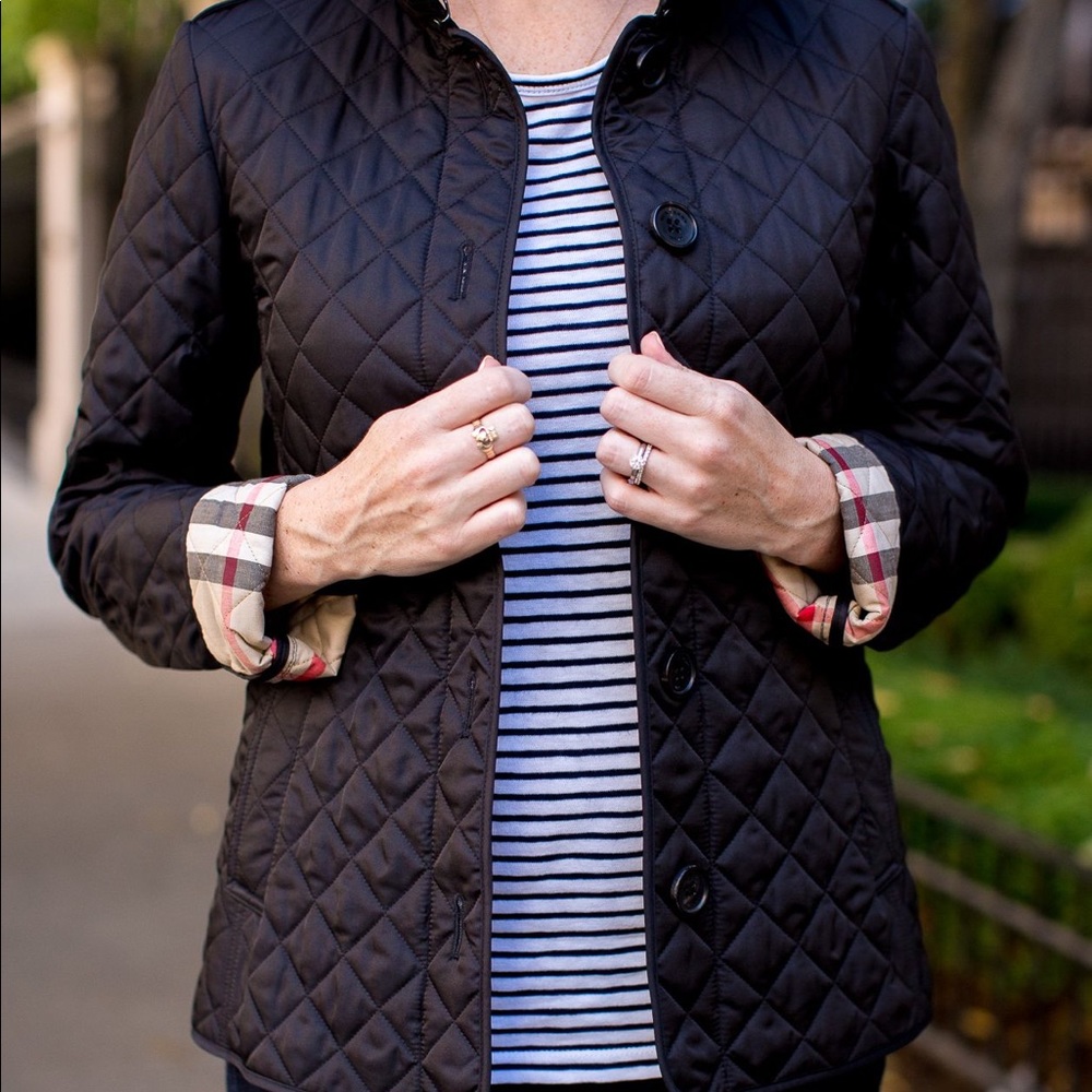 Burberry Quilted Black Jacket with Signature Check Trim - Picture 2 of 14